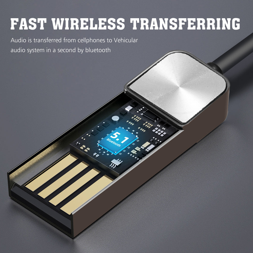 Wireless Bluetooth 5.1 Receiver Dongle Car AUX Music 3.5mm Adapter Cable