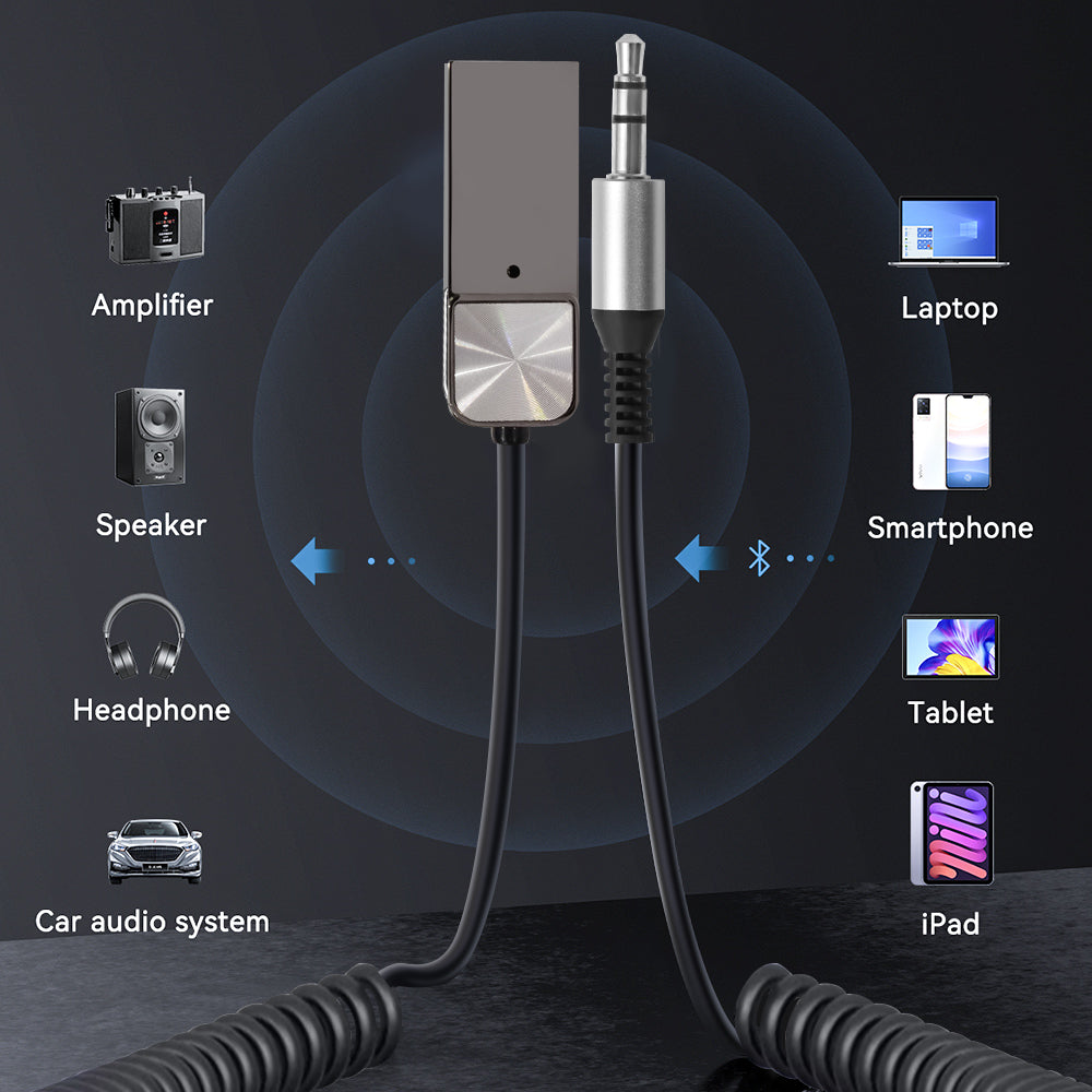 Wireless Bluetooth 5.1 Receiver Dongle Car AUX Music 3.5mm Adapter Cable