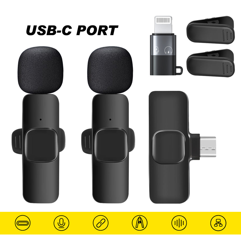 [2 Pack] Wireless Lavalier Lapel Microphone For Phone Vlog Live Streaming