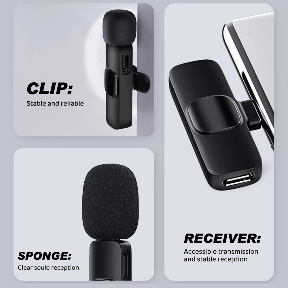 [2 Pack] Wireless Lavalier Lapel Microphone For Phone Vlog Live Streaming