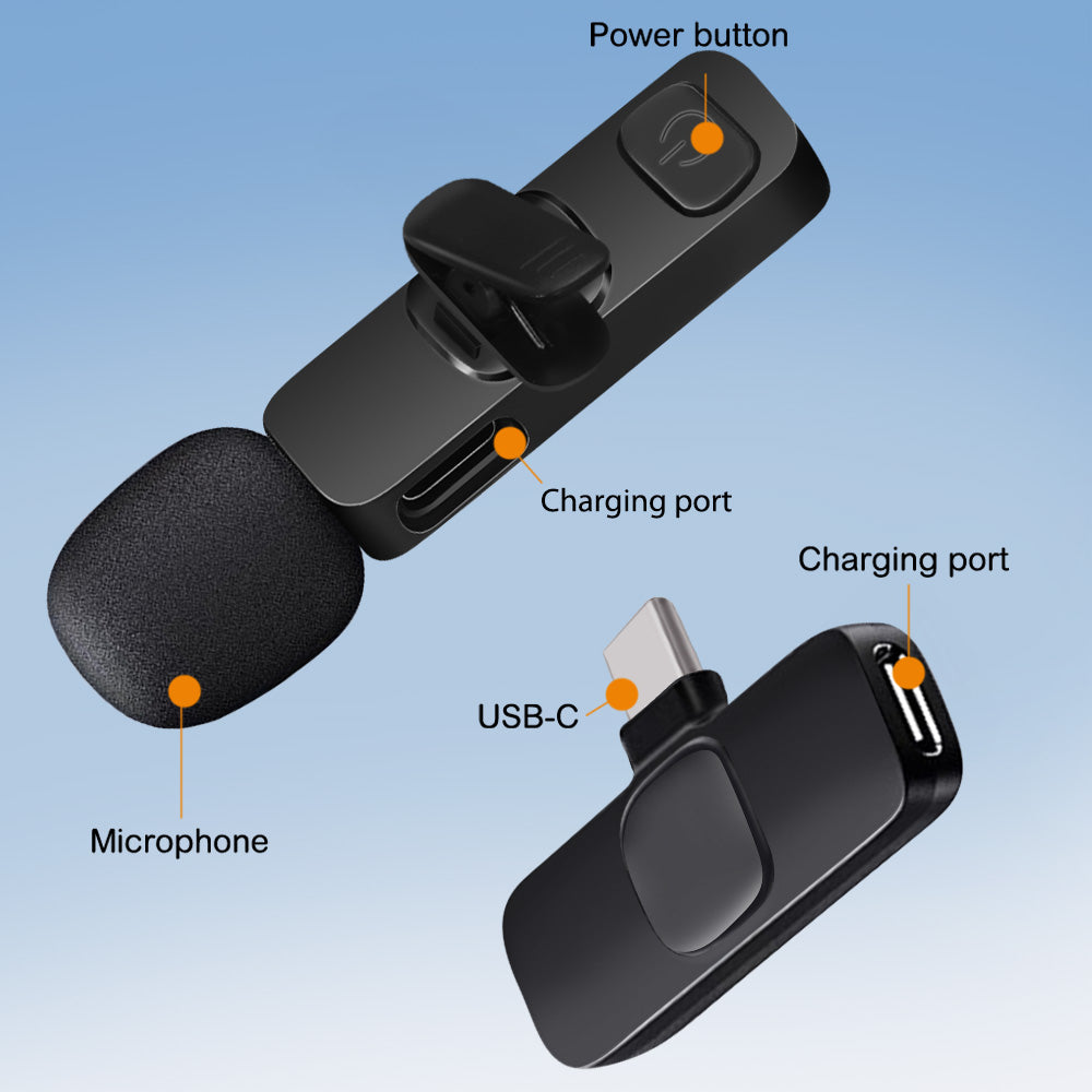 [2 Pack] Wireless Lavalier Lapel Microphone For Phone Vlog Live Streaming