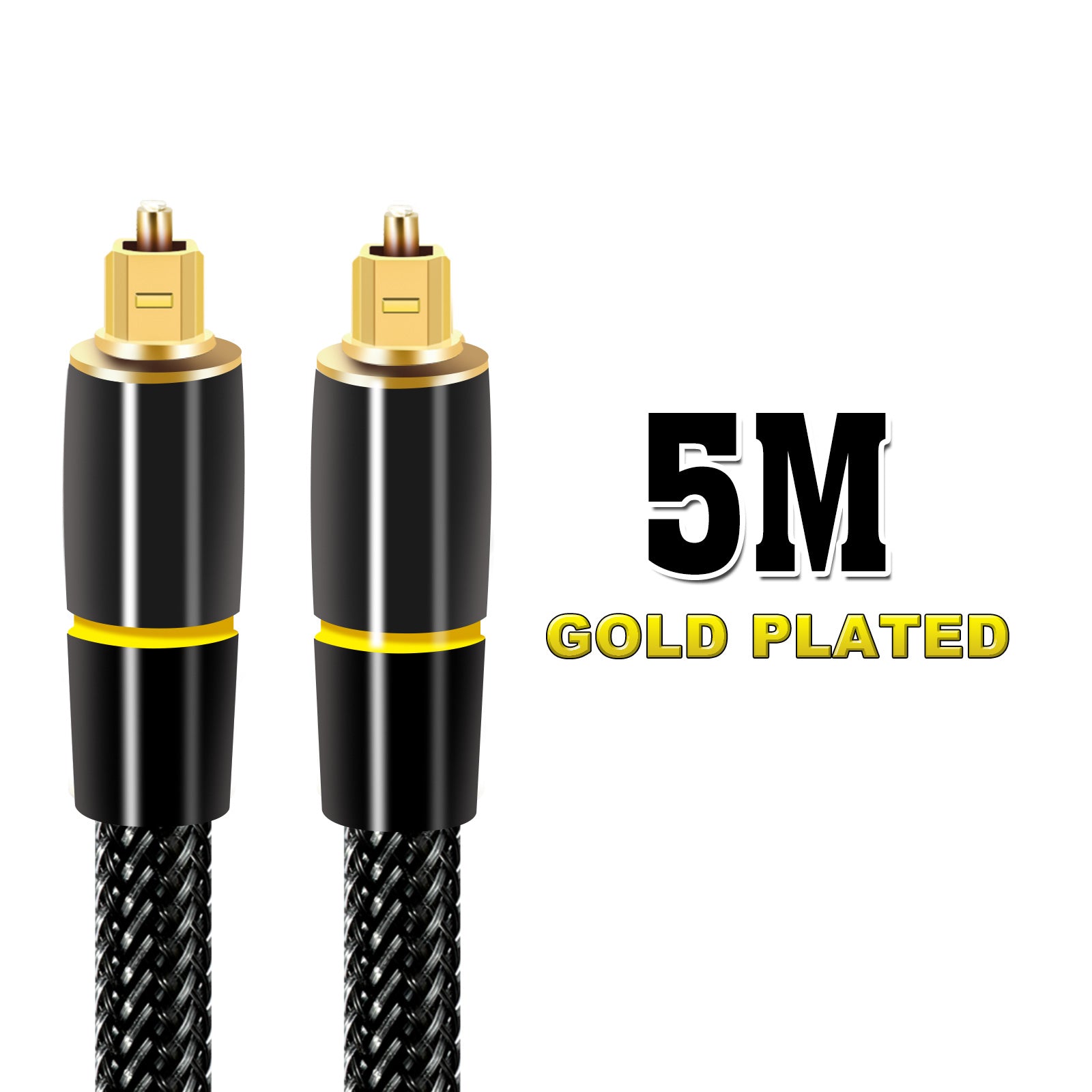 Premium Toslink Optical Fibre Cable Gold Plated Digital Audio Core S/PDIF For TV