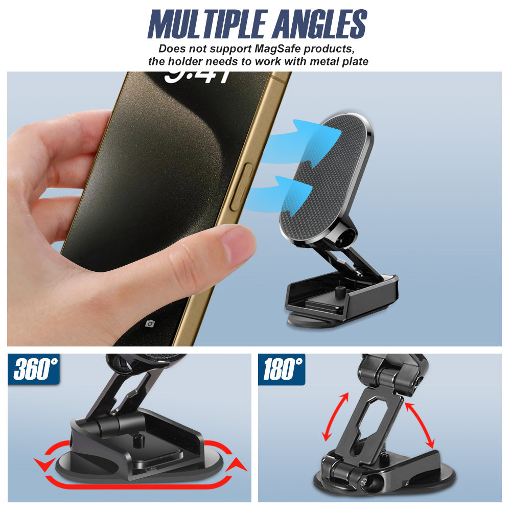 360° Folding Magnetic Car Phone Holder Dash Mount Stand