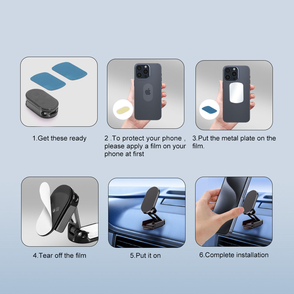 360° Folding Magnetic Car Phone Holder Dash Mount Stand