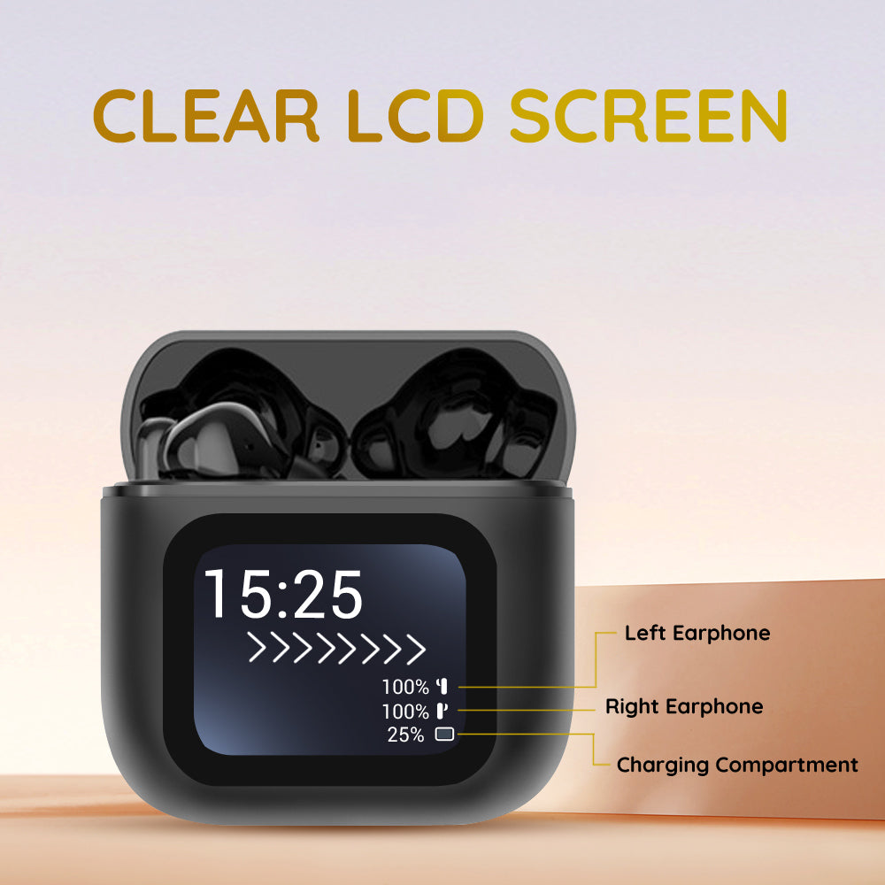Wireless Bluetooth 5.4 Headphone LED Touchscreen Visible Active TWS Earphones