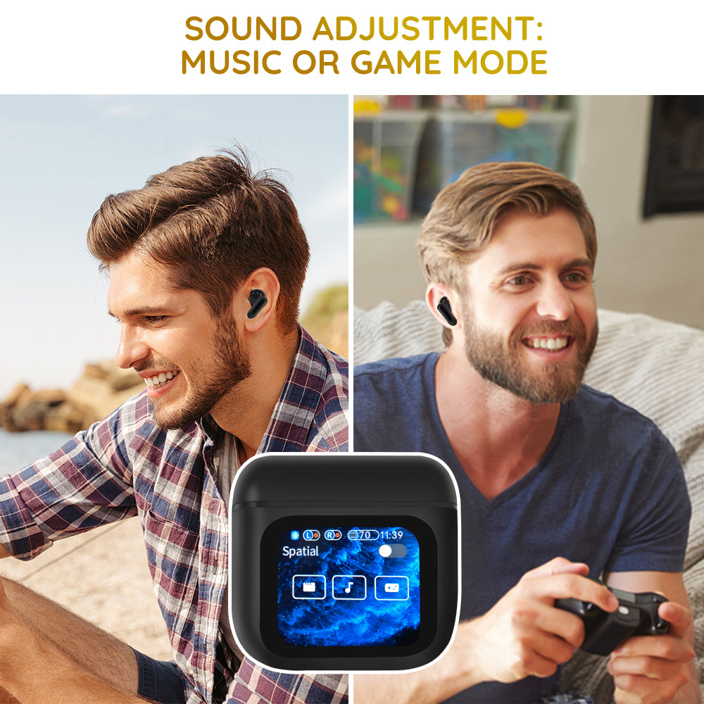 Wireless Bluetooth 5.4 Headphone LED Touchscreen Visible Active TWS Earphones