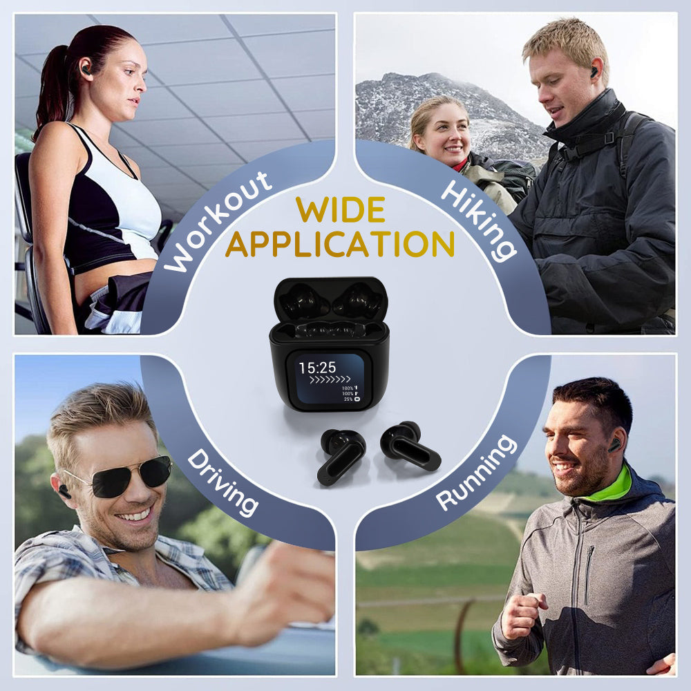 Wireless Bluetooth 5.4 Headphone LED Touchscreen Visible Active TWS Earphones