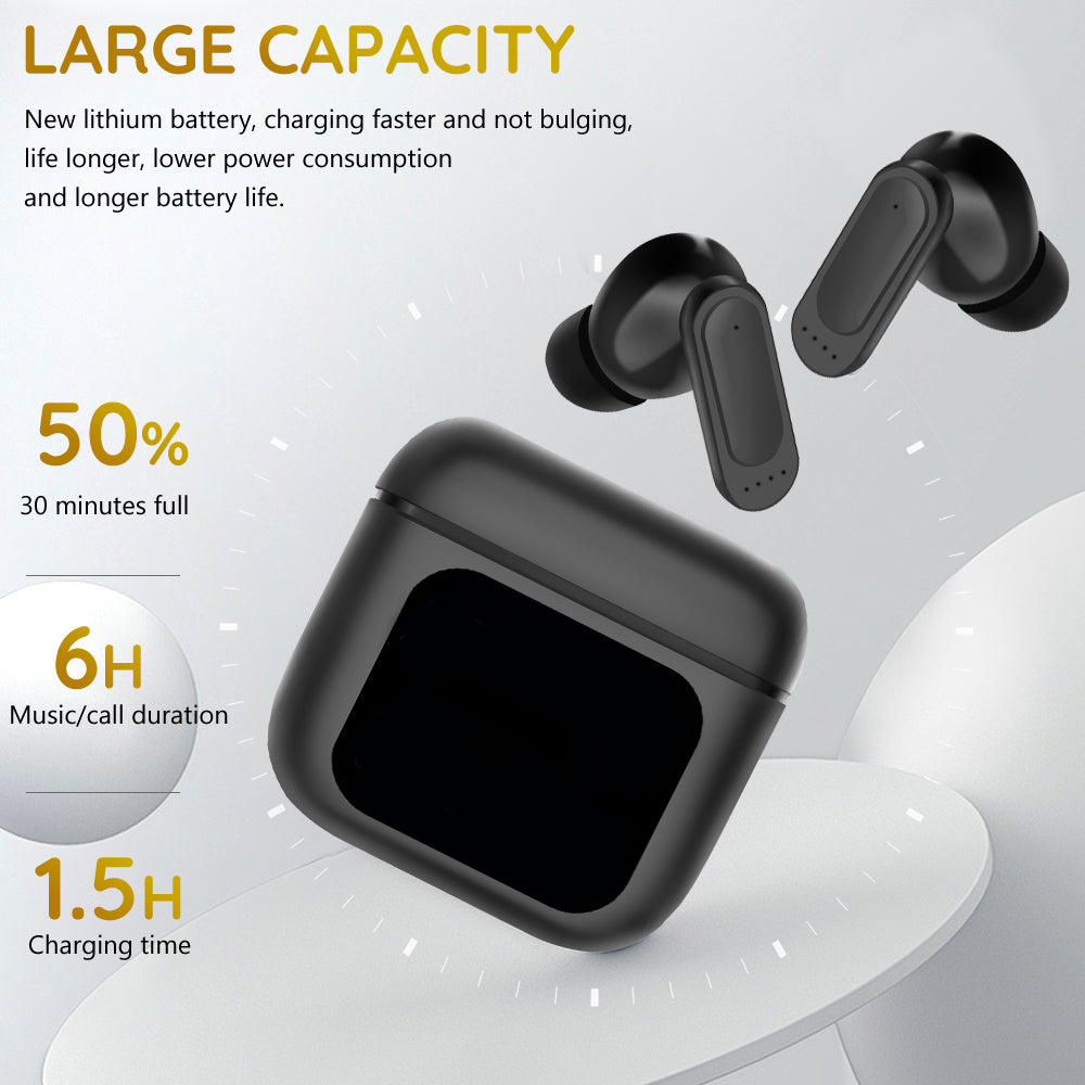 Wireless Bluetooth 5.4 Headphone LED Touchscreen Visible Active TWS Earphones