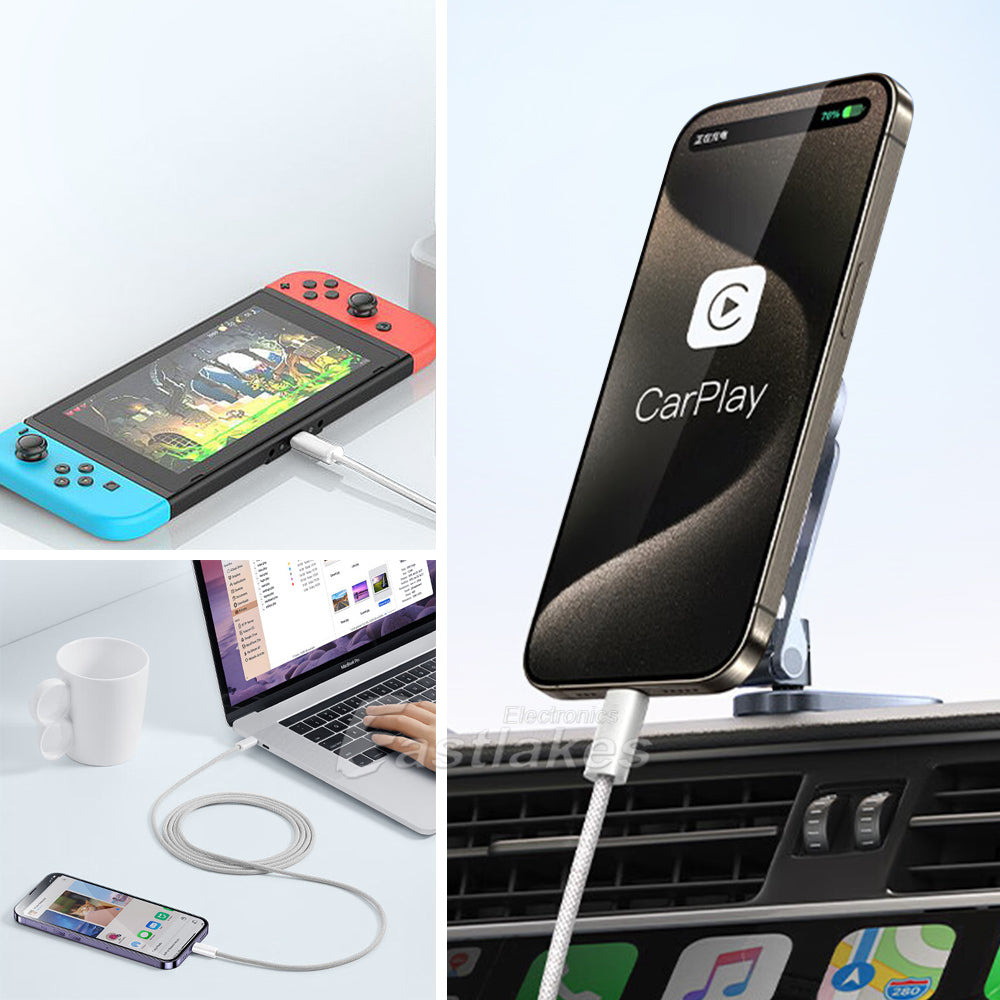 60W USB-C to USB C Braided Pastel Fast Charge Data Cable - Eastlakes Electronics 