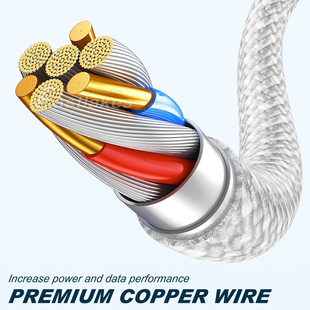 60W USB-C to USB C Braided Pastel Fast Charge Data Cable - Eastlakes Electronics 