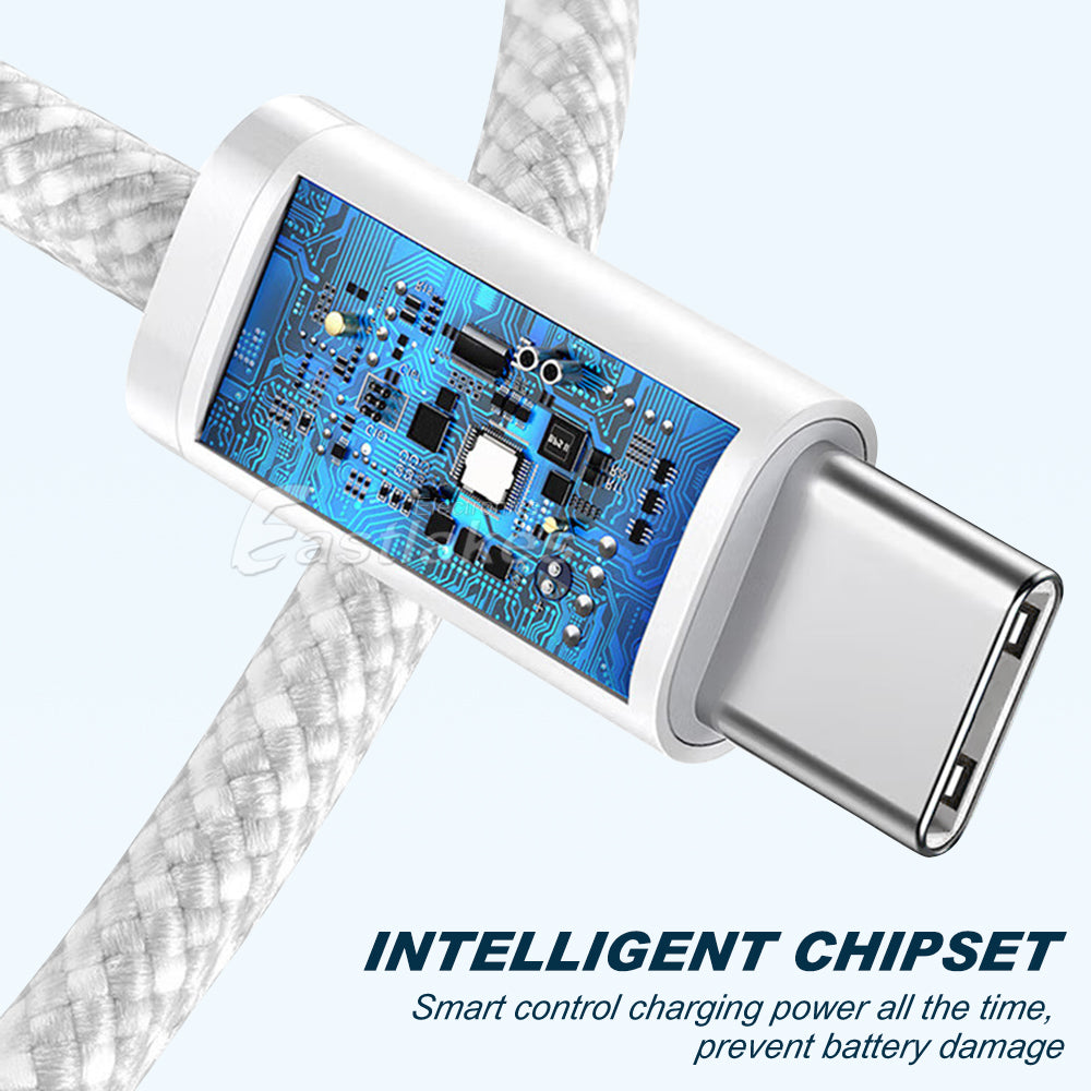 60W USB-C to USB C Braided Pastel Fast Charge Data Cable - Eastlakes Electronics 