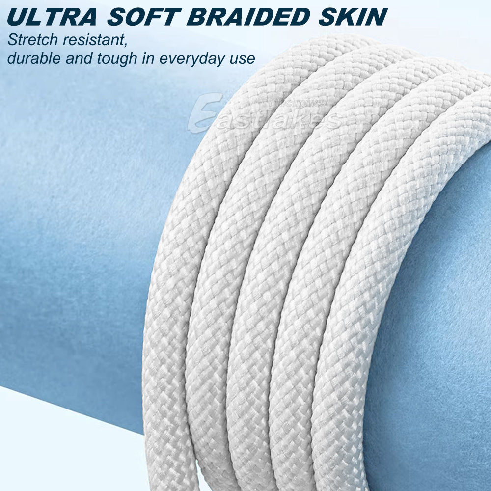 60W USB-C to USB C Braided Pastel Fast Charge Data Cable - Eastlakes Electronics 