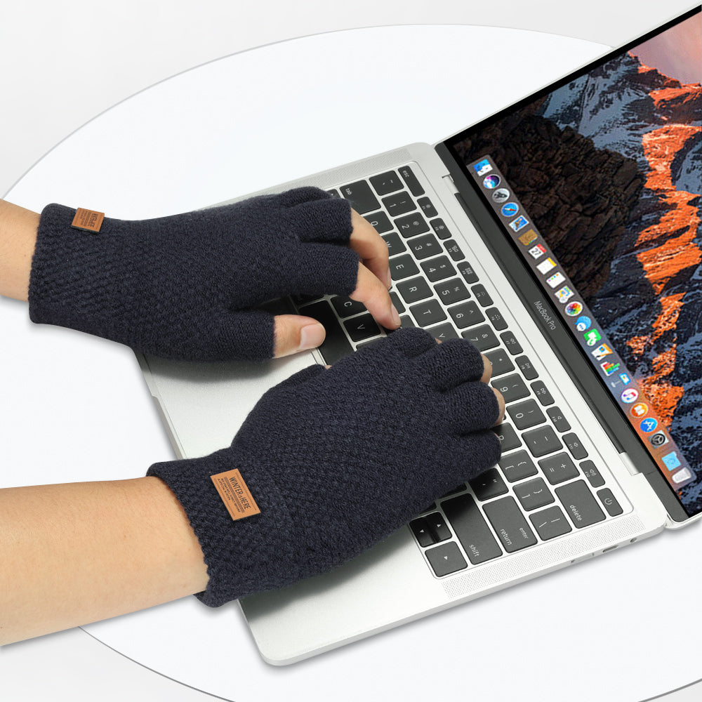 Soft Warm Fingerless Gloves Open Knitted Unisex - Eastlakes Electronics