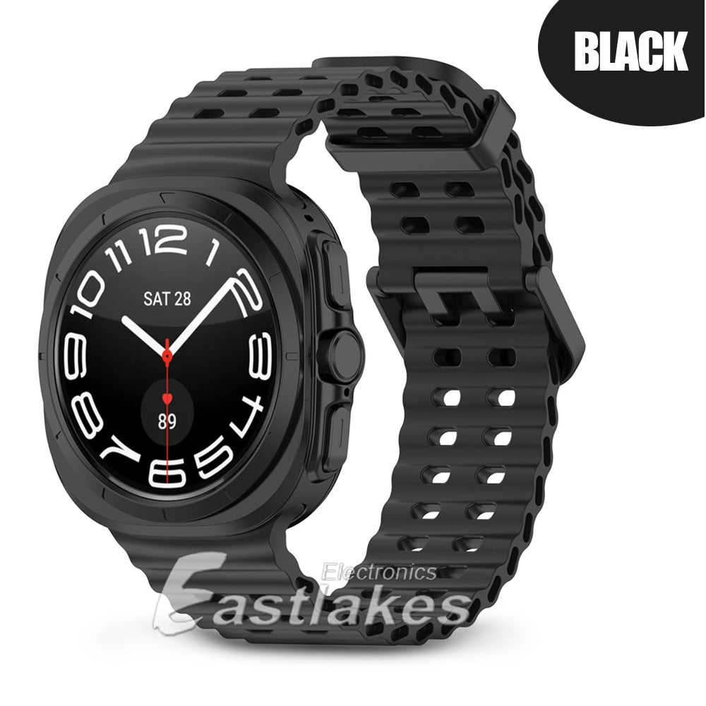 Samsung Galaxy Watch Ultra 47mm Silicone Sport Watch Strap Band Black - Eastlakes Electronics