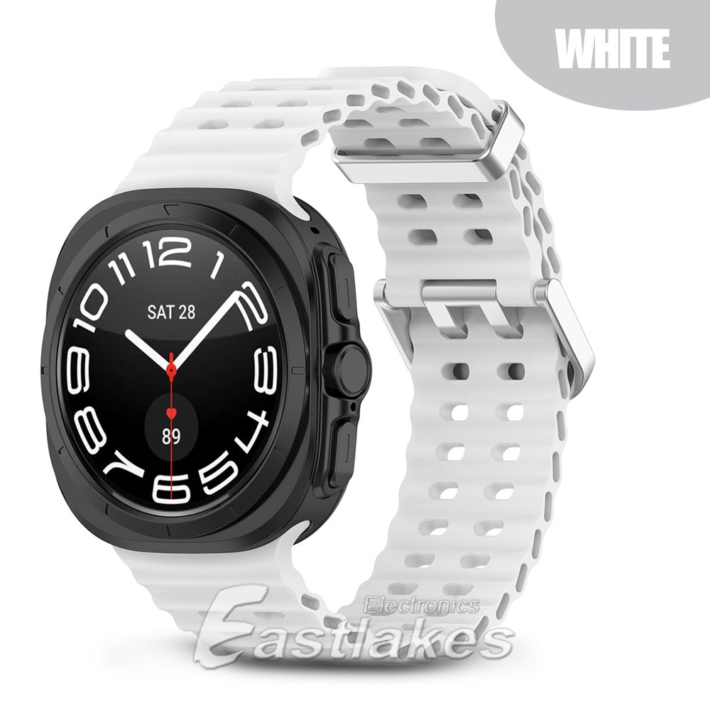 Samsung Galaxy Watch Ultra 47mm Silicone Sport Watch Strap Band White - Eastlakes Electronics