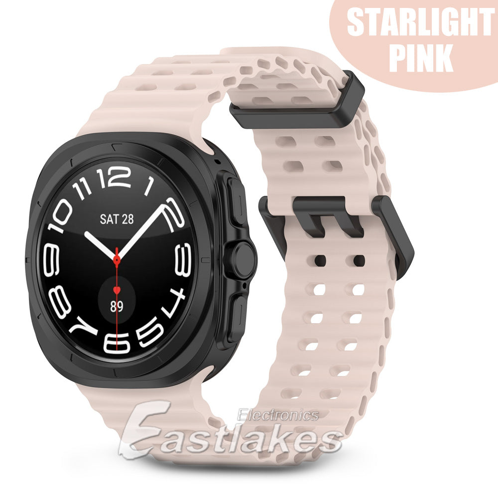 Samsung Galaxy Watch Ultra 47mm Silicone Sport Watch Strap Band Light Pink - Eastlakes Electronics