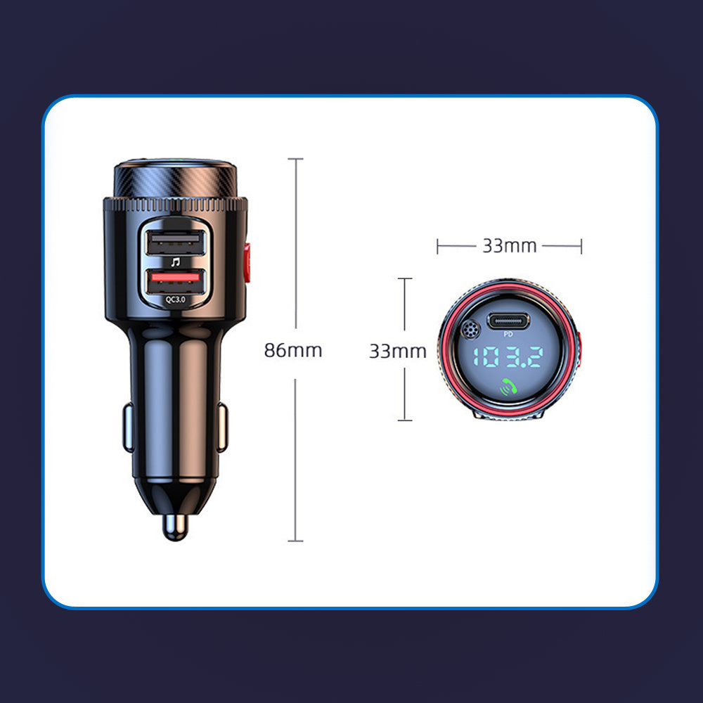 Bluetooth 5.0 Wireless Radio Car FM Transmitter PD Dual USB Charger MP3 Player