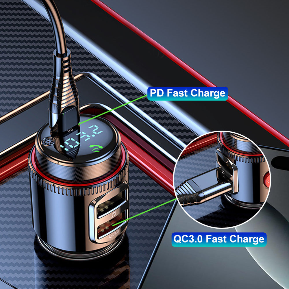 Bluetooth 5.0 Wireless Radio Car FM Transmitter PD Dual USB Charger MP3 Player