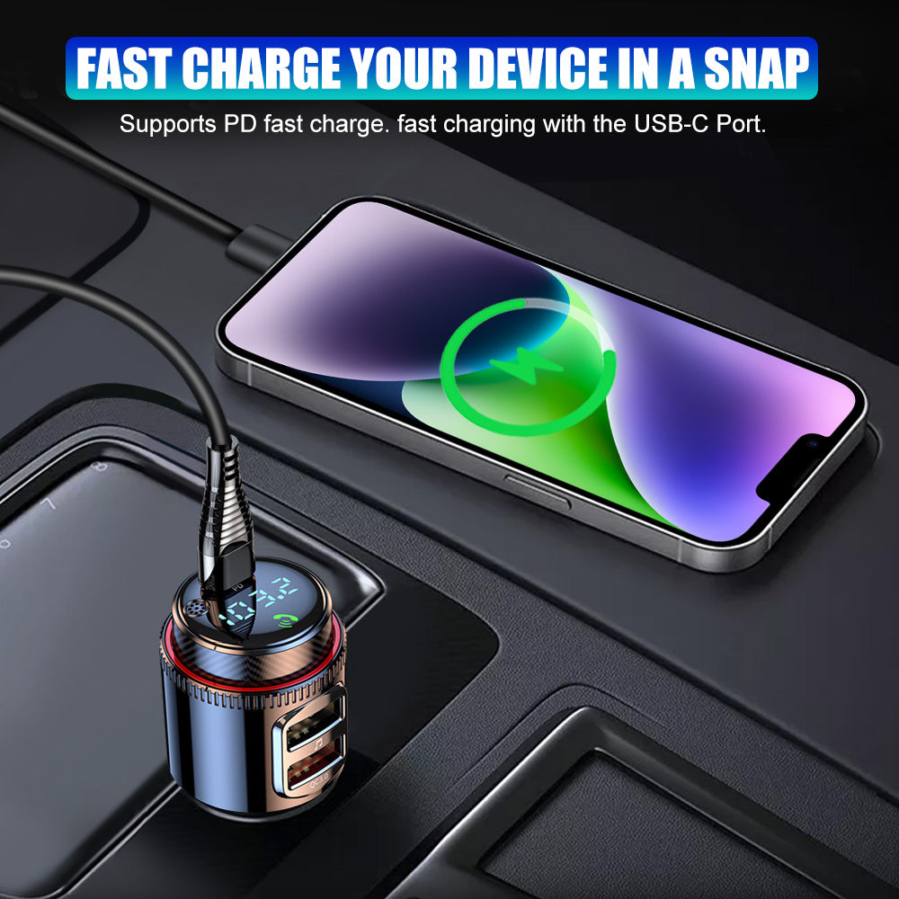 Bluetooth 5.0 Wireless Radio Car FM Transmitter PD Dual USB Charger MP3 Player