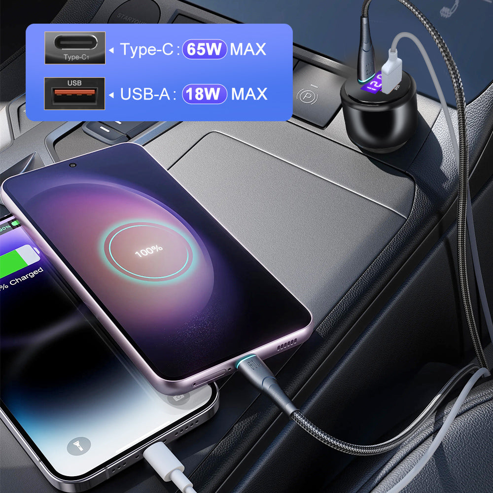 65W Fast Charging Dual Port USB/C Car Charger Adapter - Eastlakes Electronics
