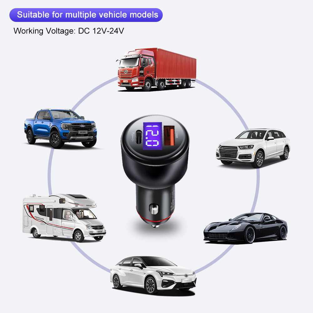 65W Fast Charging Dual Port USB/C Car Charger Adapter - Eastlakes Electronics