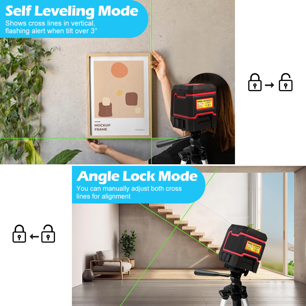 Green Laser Level Beam Cross Line Self Leveling Home DIY Level IP54 Water Resist
