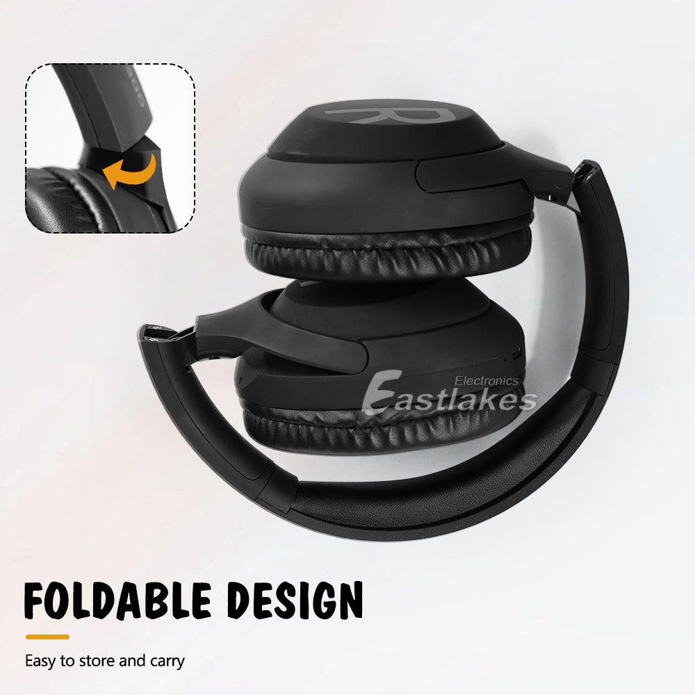 Black Wireless Headphones Bluetooth Earphones Headset