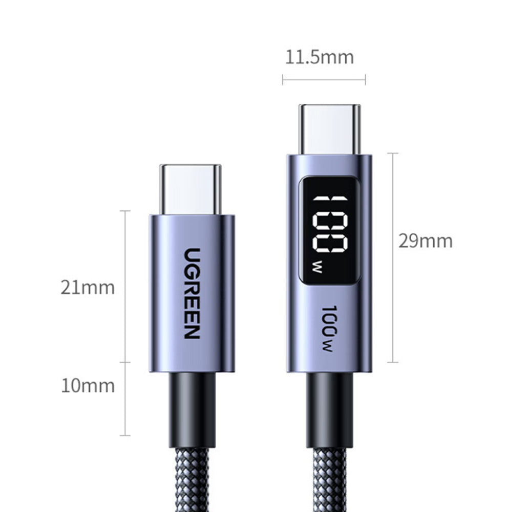 UGREEN USB C Type-C Charger Cable 100w Fast Charging Live Power Display Monitor