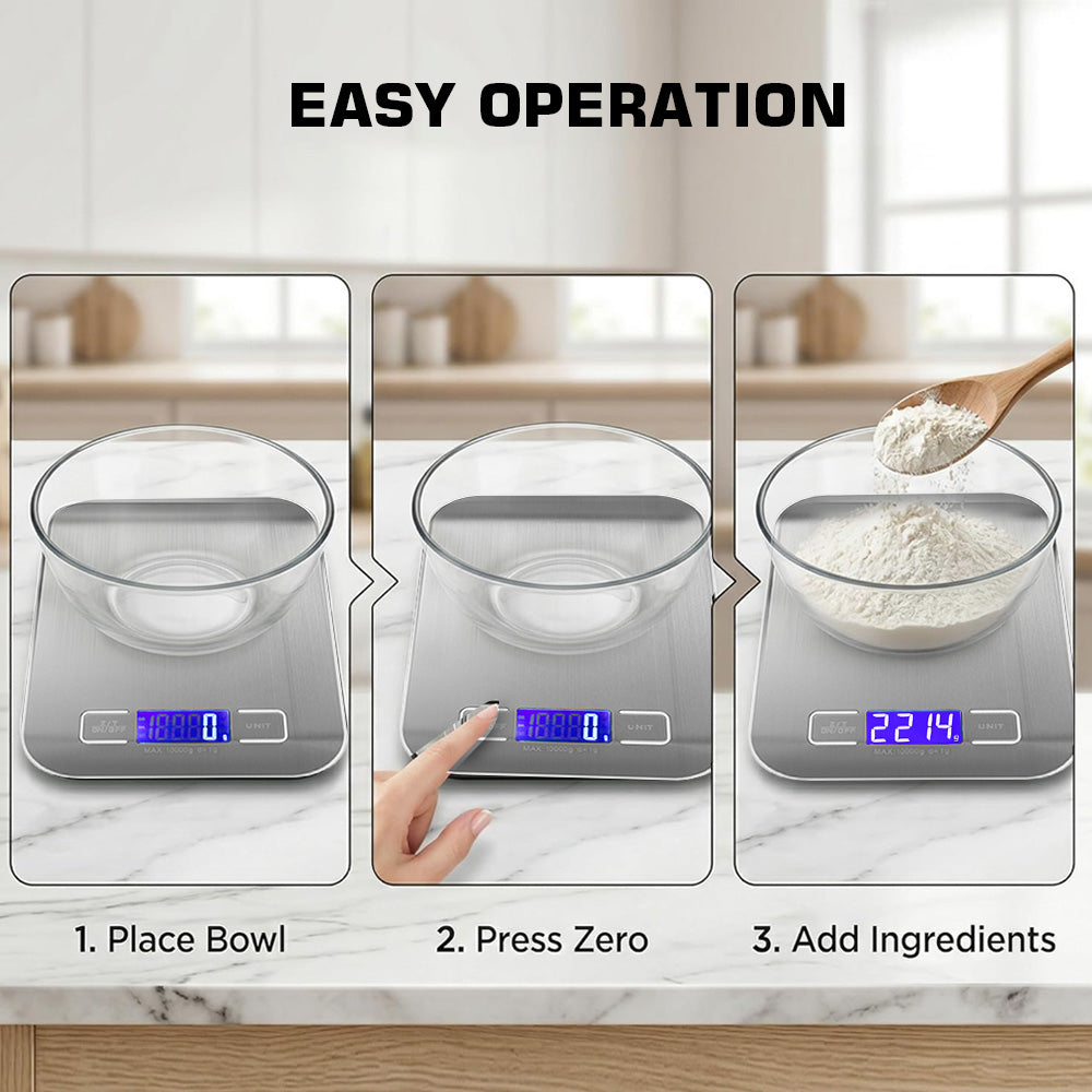 5kg/1g Stainless Steel Digital Kitchen Food Scale LCD Display for Cooking
