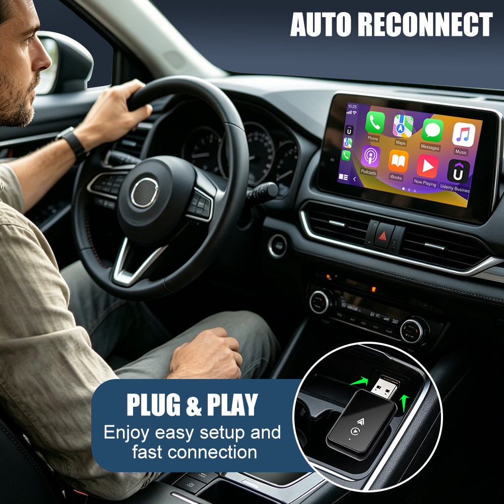 USB Wireless CarPlay Apple & Android Auto Adapter Wired to Wireless WiFi Dongle