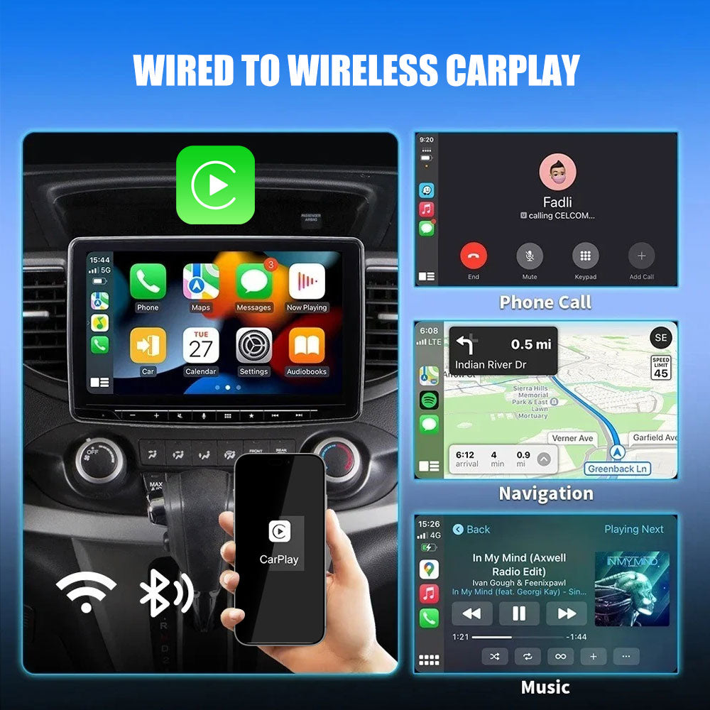 USB Wireless CarPlay Apple & Android Auto Adapter Wired to Wireless WiFi Dongle