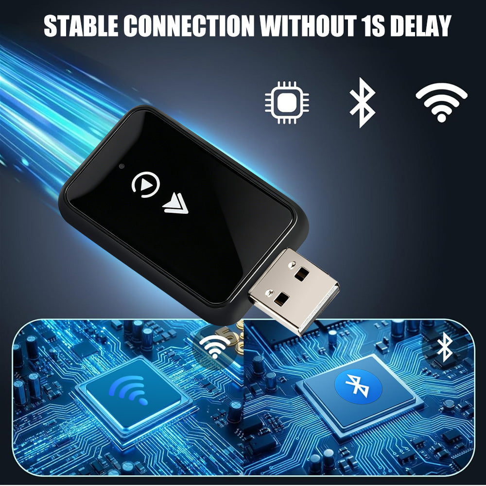 USB Wireless CarPlay Apple & Android Auto Adapter Wired to Wireless WiFi Dongle