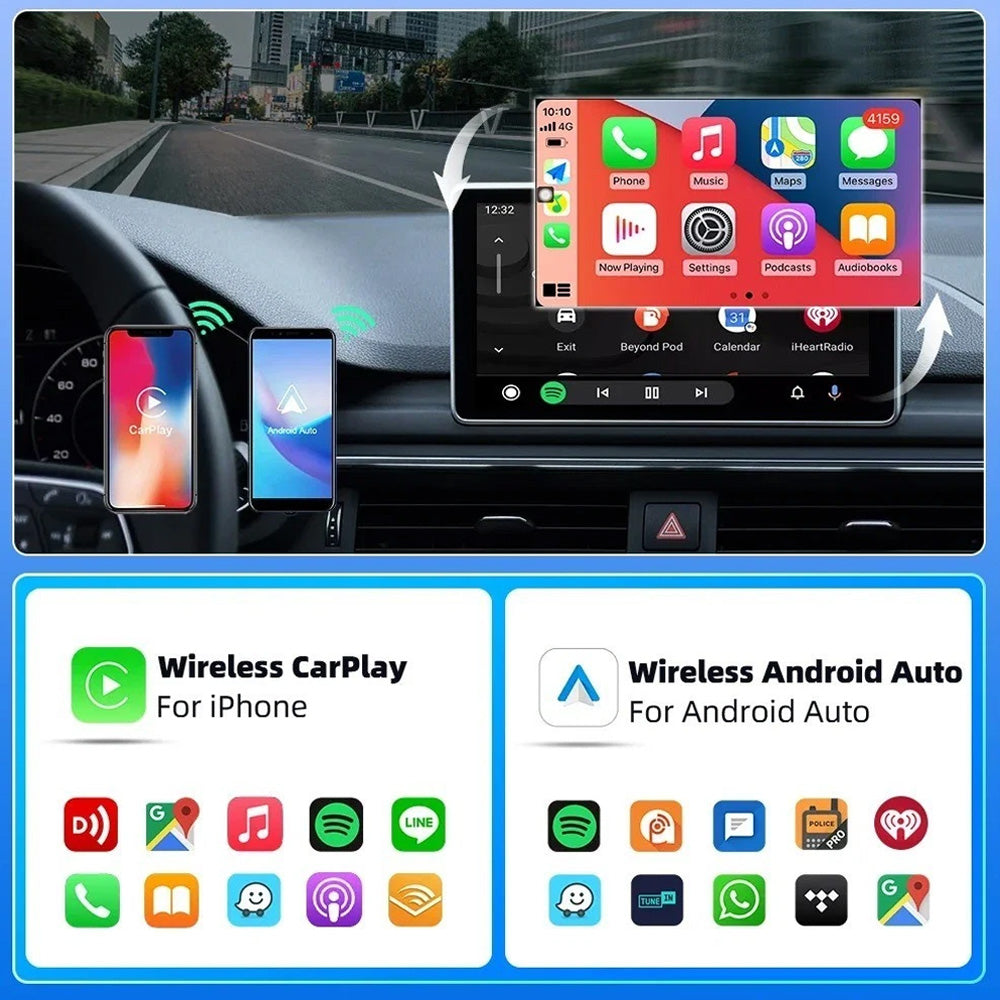 USB Wireless CarPlay Apple & Android Auto Adapter Wired to Wireless WiFi Dongle