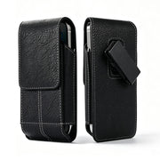 Universal Cell Phone Magnetic Black PU Leather Case with Rotatable Belt Clip