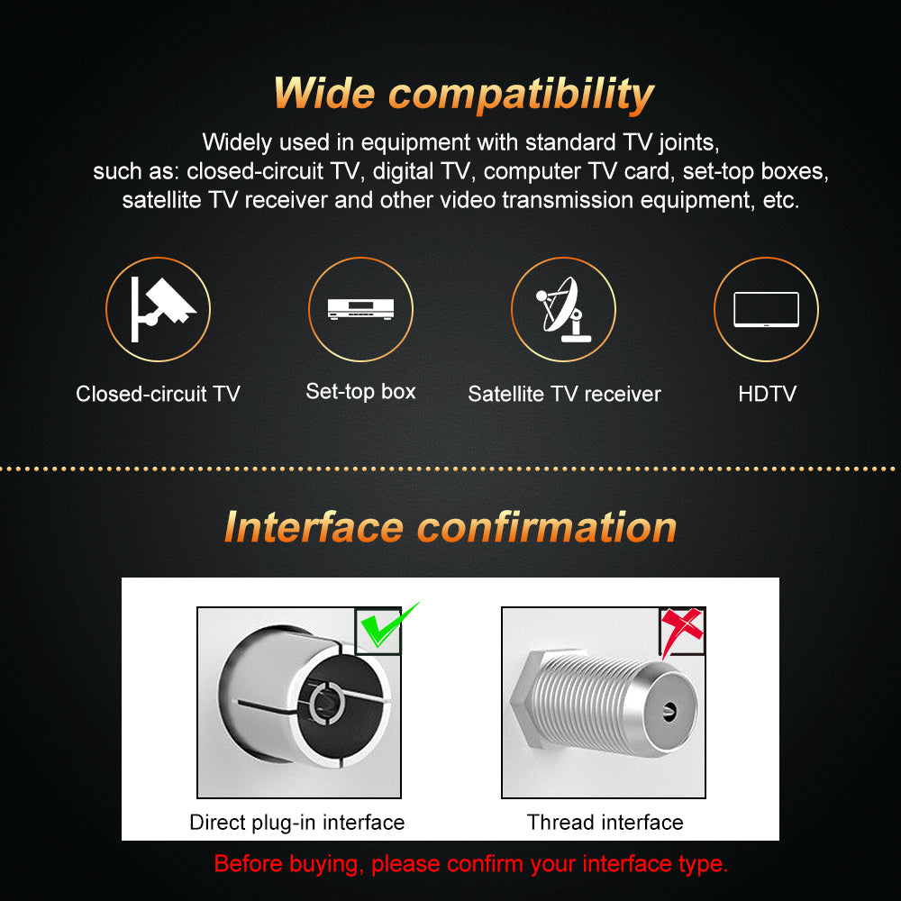 TV Antenna Cable Male to Male Aerial Flylead PAL Coax RG6 Quad shield