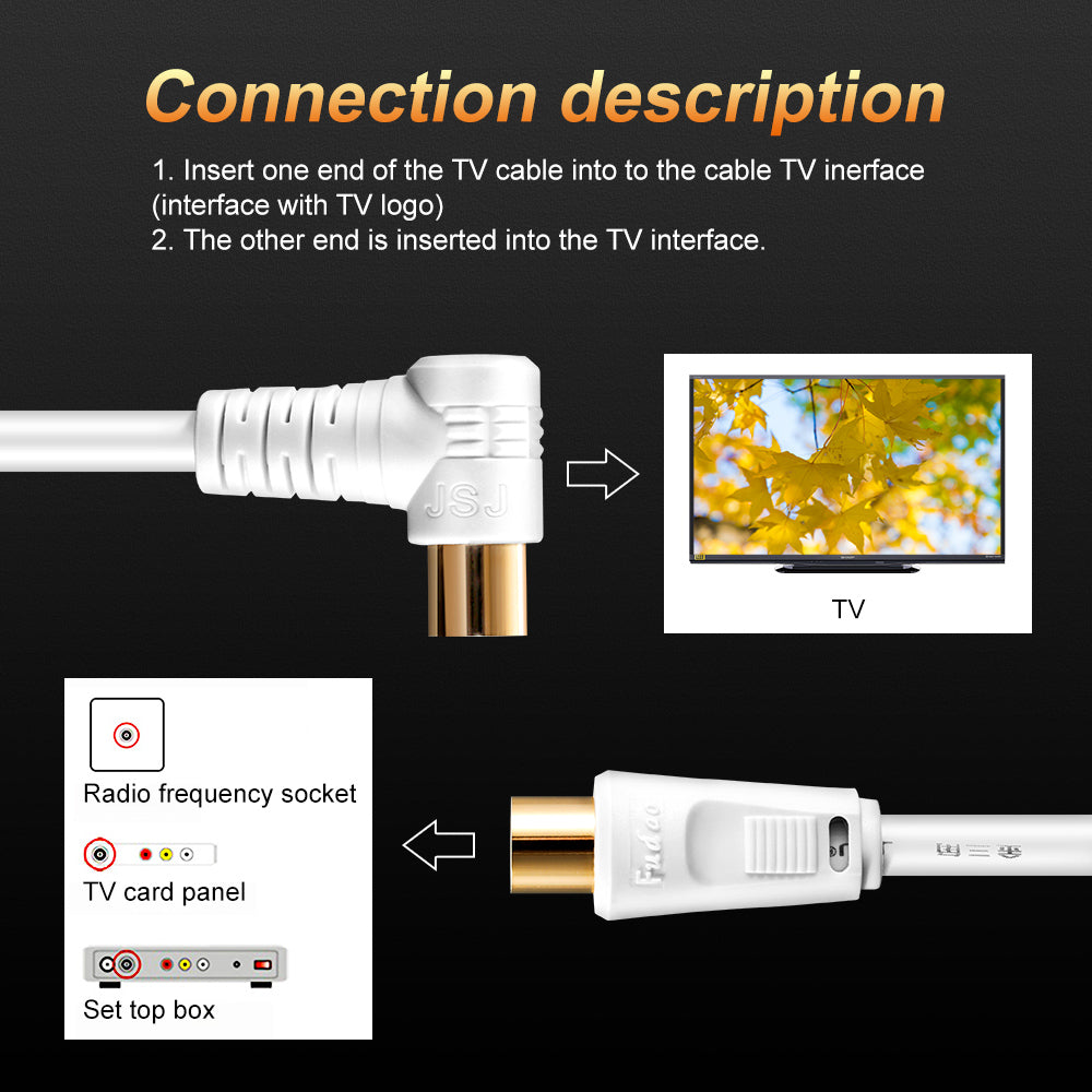 TV Antenna Cable Male to Male Aerial Flylead PAL Coax RG6 Quad shield