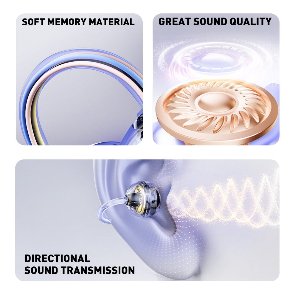 Wireless Earbuds Bluetooth 6.0 Earphone Open-Ear Clip-On Headphone Spatial Audio