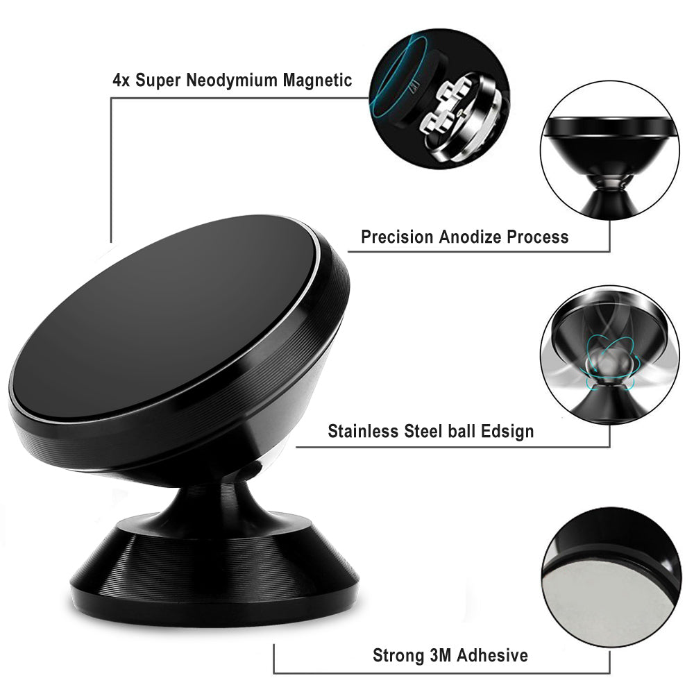 360 Degree Magnetic Car Mount Cell Phone Holder Stand Universal