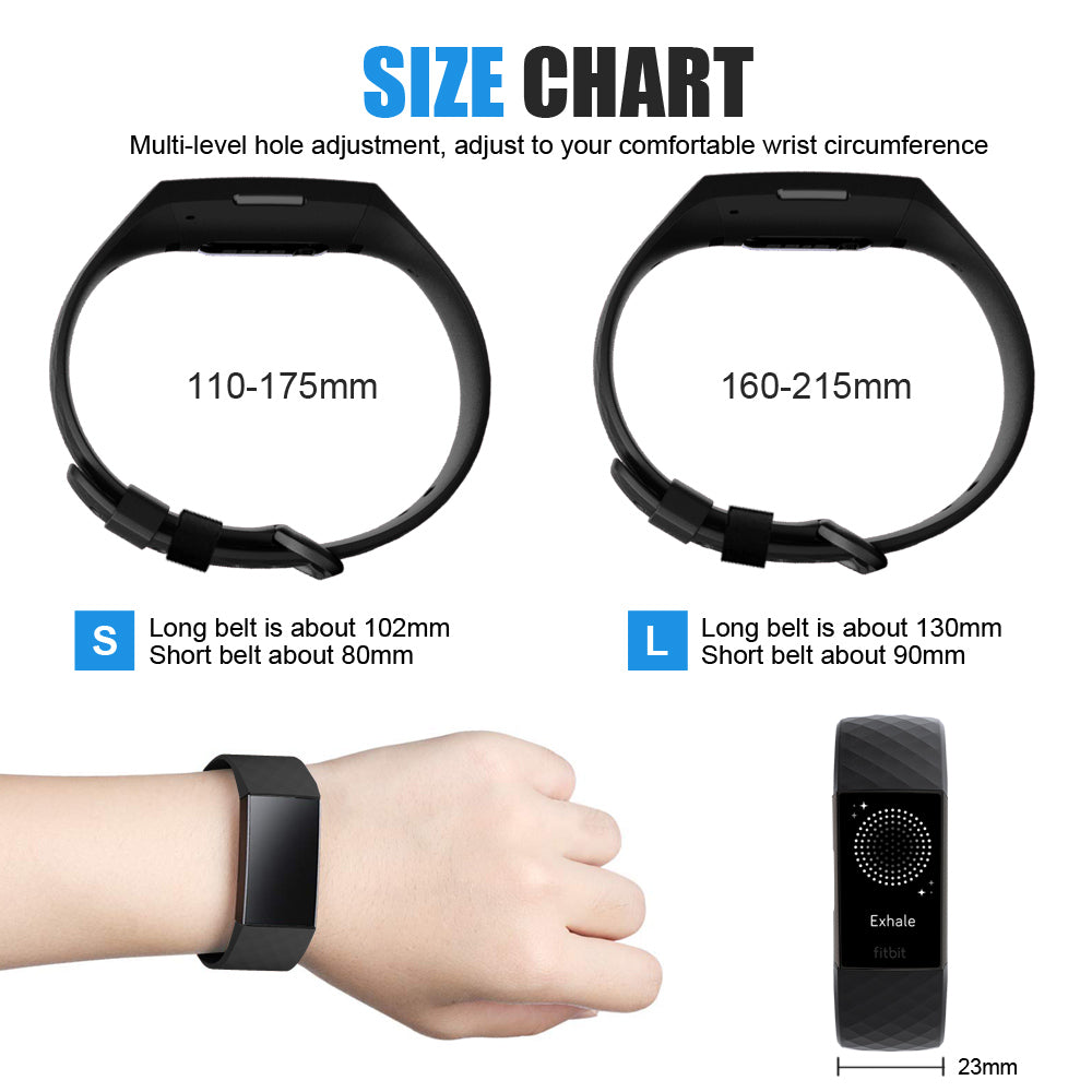 Fitbit Charge 3 and 4 Silicone Sport Watch Strap Band - Eastlakes Electronics