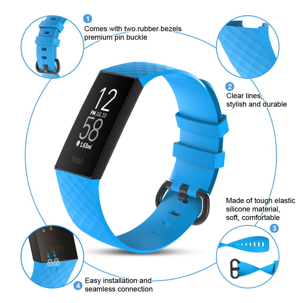 Fitbit Charge 3 and 4 Silicone Sport Watch Strap Band - Eastlakes Electronics