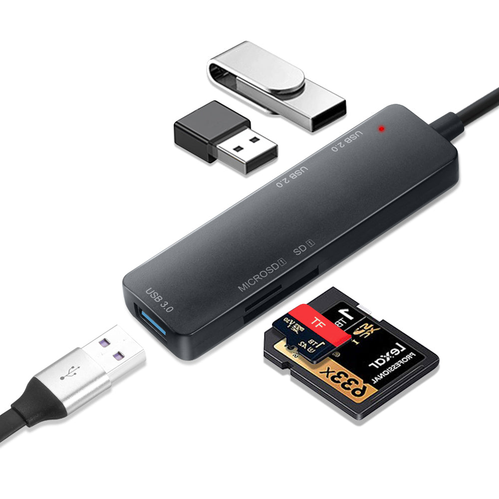 5-in-1 USB 3.0 Extension Hub w/ Memory Card Reader Adapter
