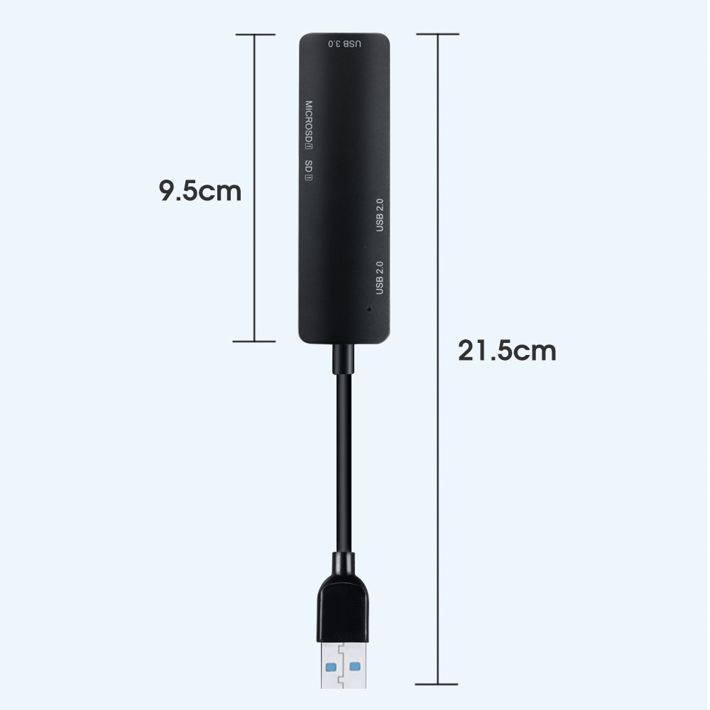 5-in-1 USB 3.0 Extension Hub w/ Memory Card Reader Adapter