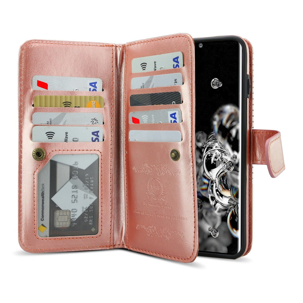Rose Gold Leather Flip Wallet Case for Samsung Galaxy S20 S20+ Plus Ultra