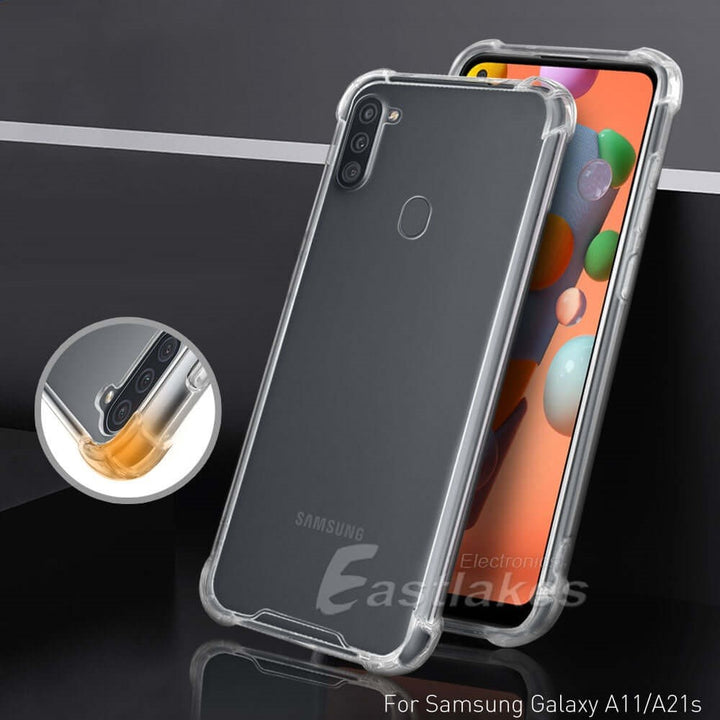 Clear Silicone Shockproof Bumper Case for Samsung Galaxy A21s - Eastlakes Electronics