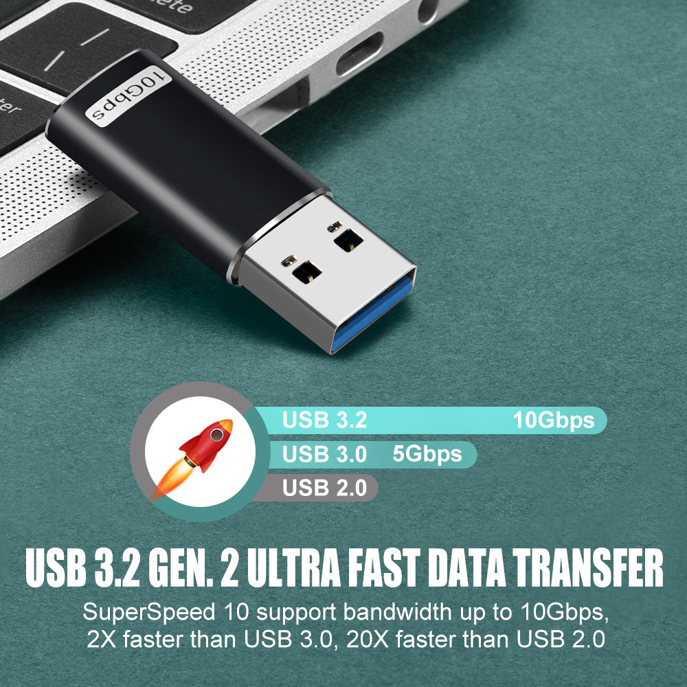 USB-A to USB-C Female Adapter for Converting and Data Sync