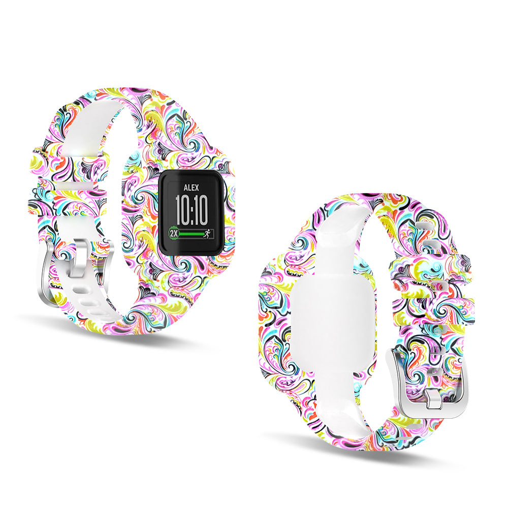 Garmin VivoFit Jr 3 Replacement Silicone Band Strap Case Rainbow Swirls- Eastlakes Electronics