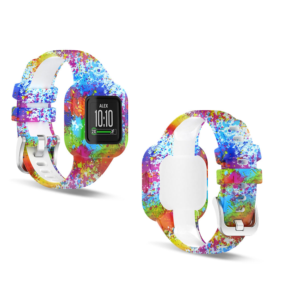 Garmin VivoFit Jr 3 Replacement Silicone Band Strap Case Rainbow Paint Splatter - Eastlakes Electronics