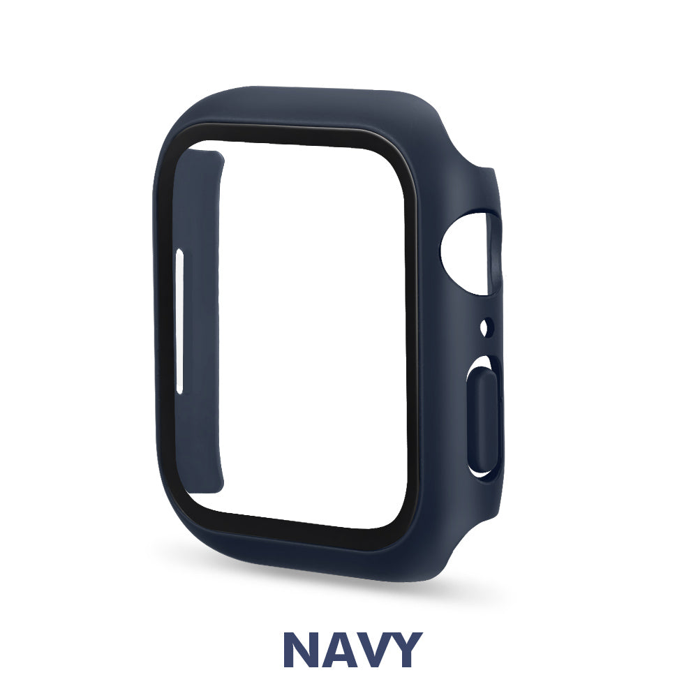 Full Tempered Glass Hard Shell Bumper Case For Apple Watch Navy Blue - Eastlakes Electronics