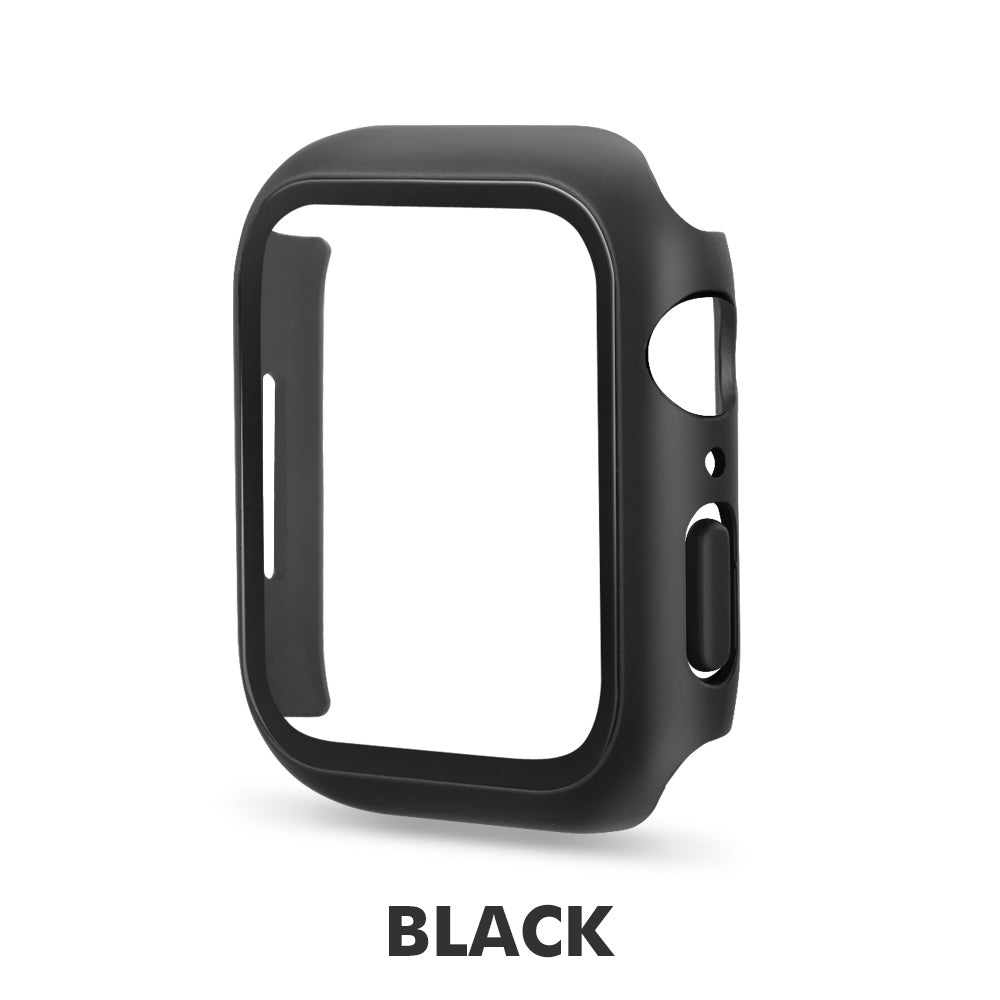 Full Tempered Glass Hard Shell Bumper Case For Apple Watch Black - Eastlakes Electronics