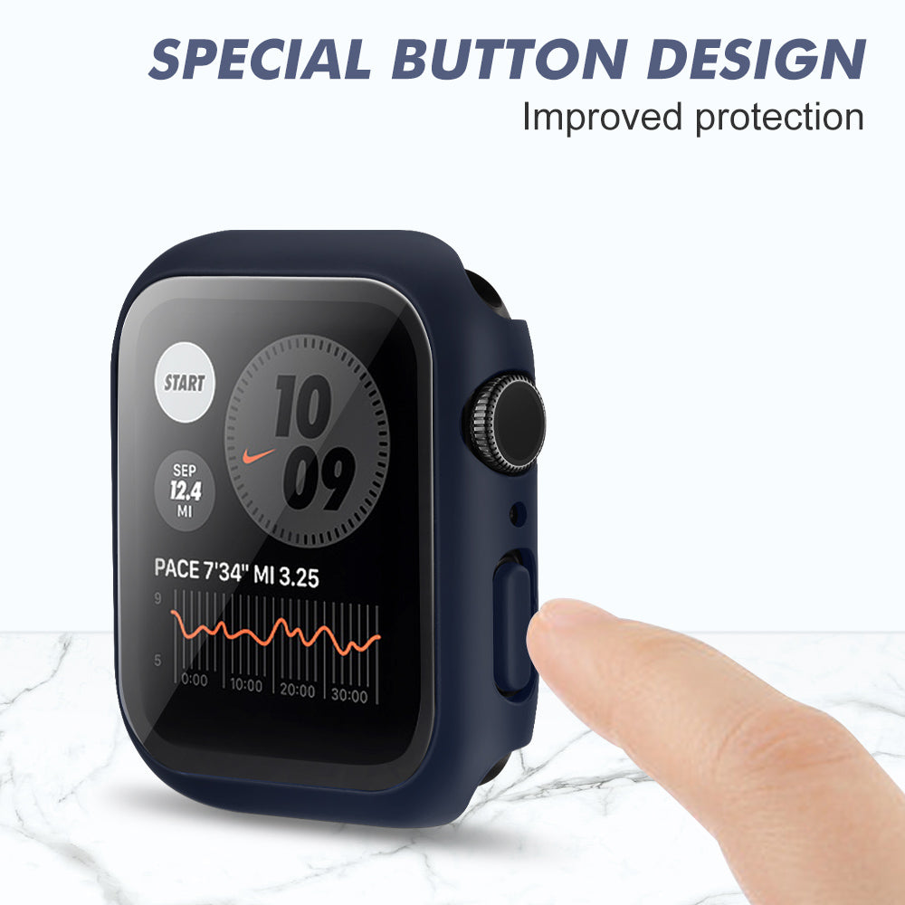 Full Tempered Glass Hard Shell Bumper Case For Apple Watch - Eastlakes Electronics